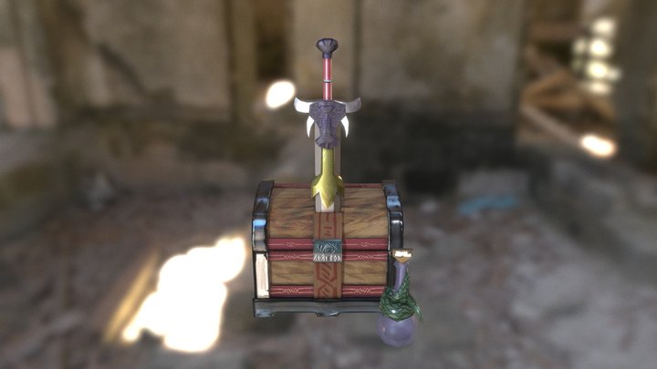 Sword, Chest and Flask Project 3D Model