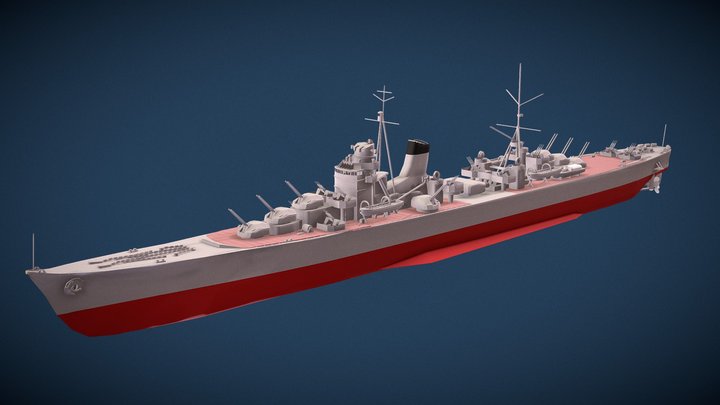 巡洋艦〈綾瀬〉Imperial Japan Navy AntiAirCruiser"Ayase" 3D Model