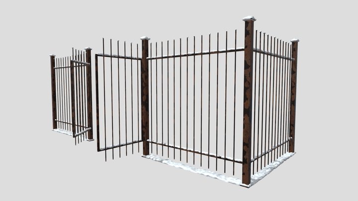 English Fence | Snow-covered 3D Model