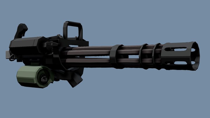 Low-Poly M134 Minigun 3D Model