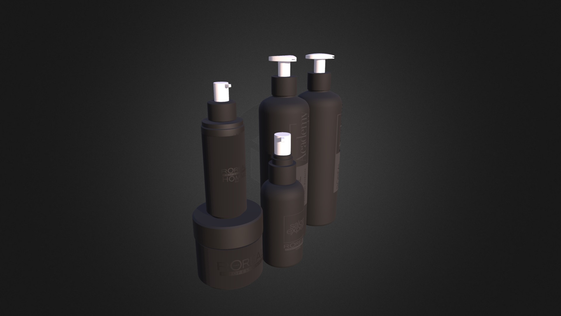 3D model Cosmetics D Model - This is a 3D model of the Cosmetics D Model. The 3D model is about a group of bottles.