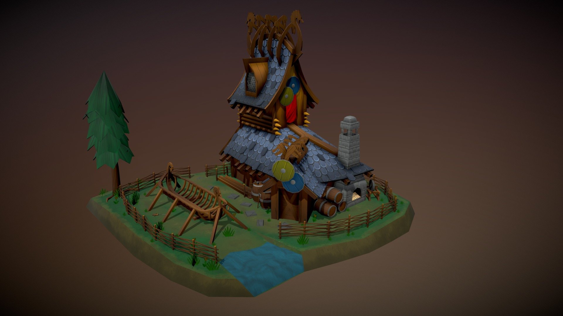 Floki's boat house - 3D model by GoyaklyDeneire [eedcec3] - Sketchfab