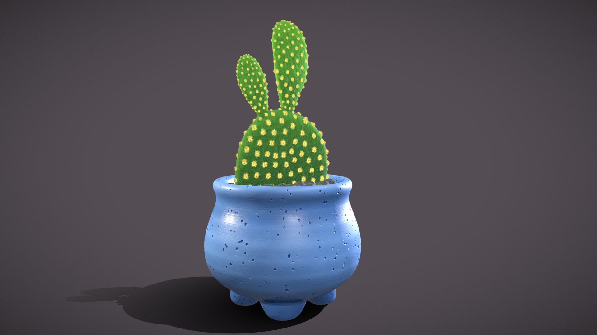 3D model Cactus 04 - This is a 3D model of the Cactus 04. The 3D model is about a blue and green ceramic vase.
