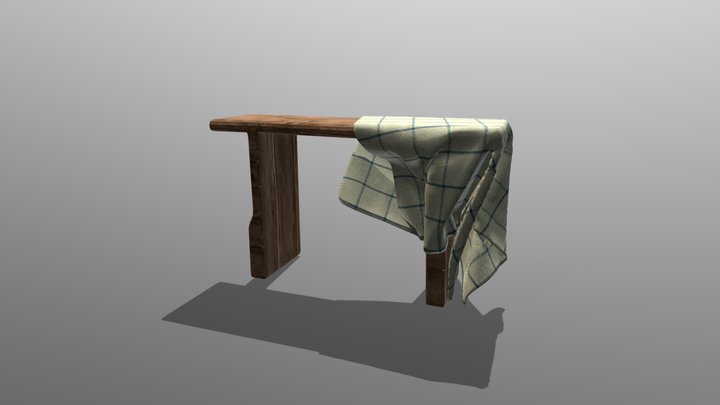 Bench with Cloth 3D Model