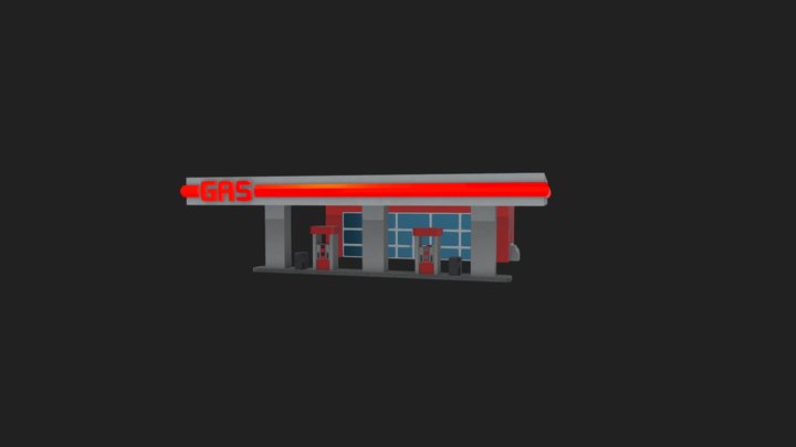 Modern Gas Station 3D Model