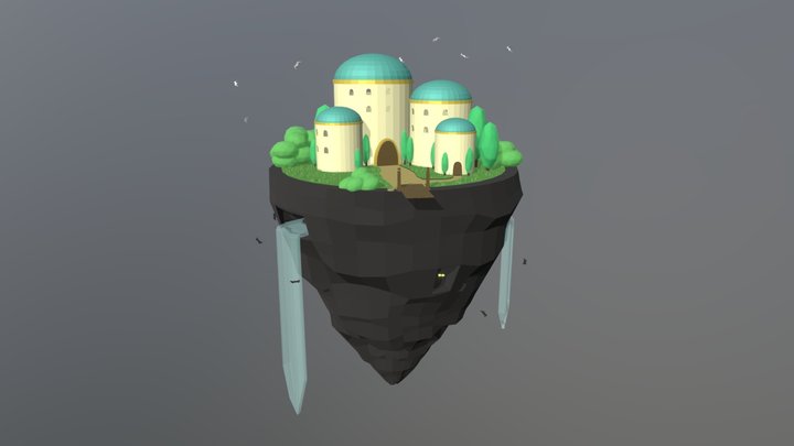 Floating Fantasy Island 3D Model