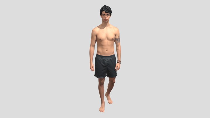 Shirtless Male Model In Black Shorts – Kostenloses 3D-Modell STL