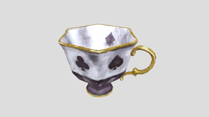 Handpainted Gothic Tea Cup 3D Model