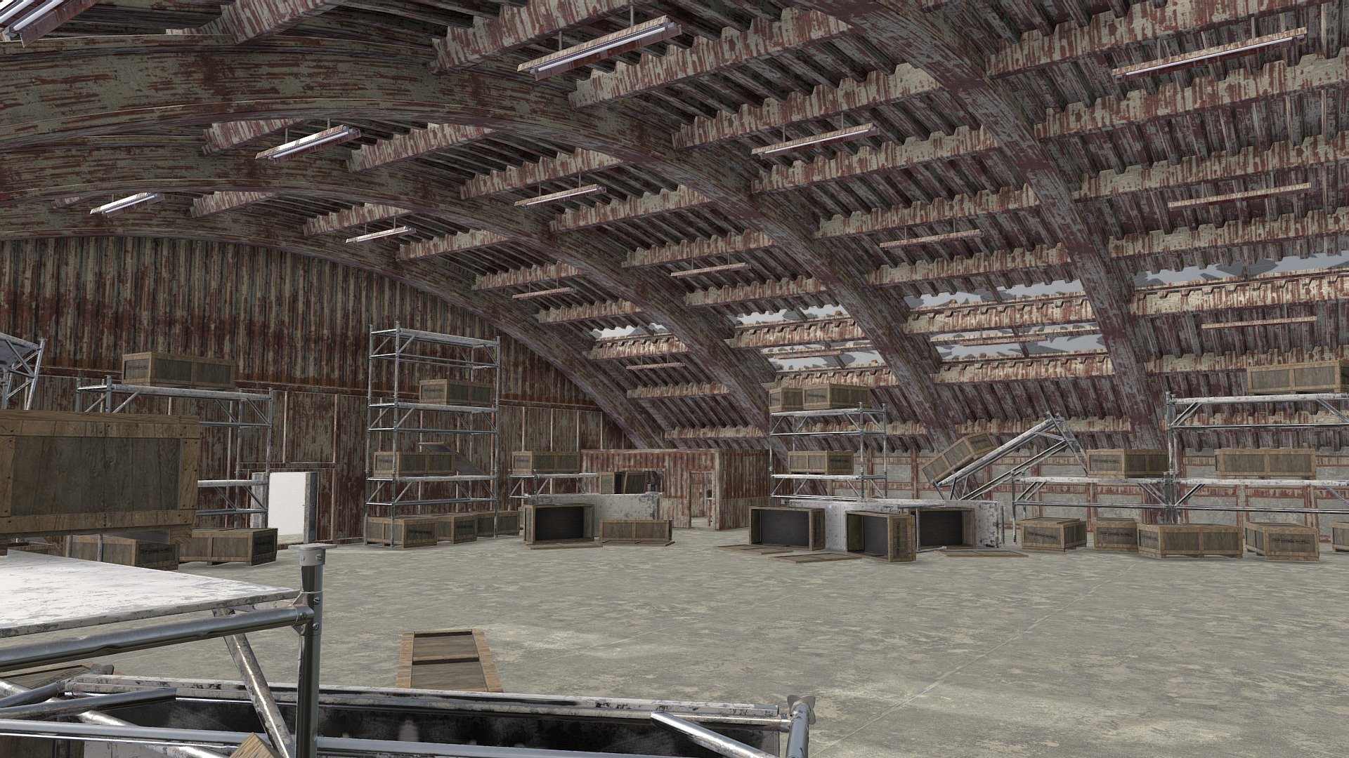 Airfield Hangar WIP — Sketchfab embed 3D viewer