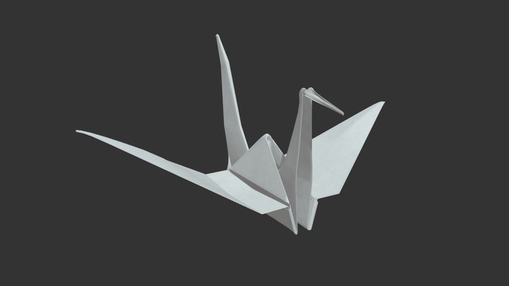 Paper origami crane 3D Model