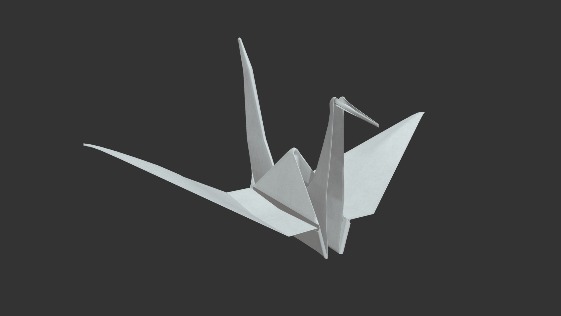 3D model Paper origami crane - This is a 3D model of the Paper origami crane. The 3D model is about a paper airplane on a black background.