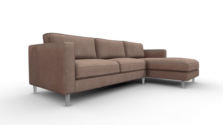 Sofa En L Derecho Manhattan Taupe 3D Model