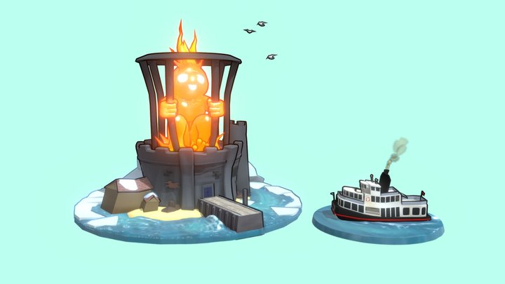 Caged fire demon 3D Model