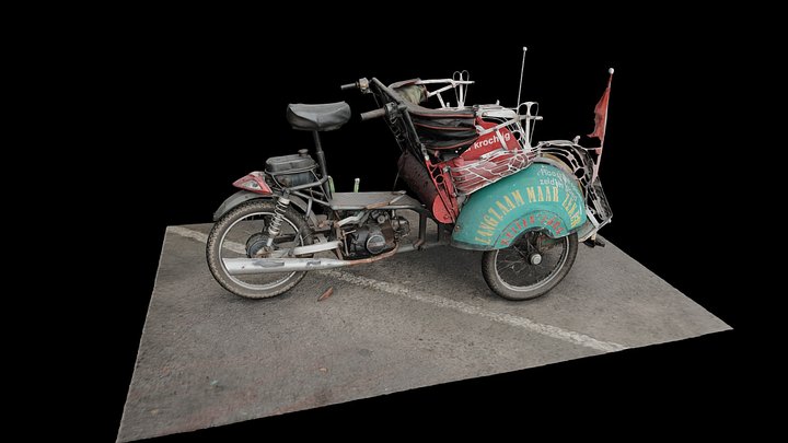 Traditional Tricycle In Yogyakarta 3D Model