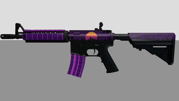 M4A4 | Retrowave 3D Model
