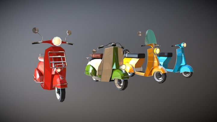 Low Poly Scooter Pack 3D Model