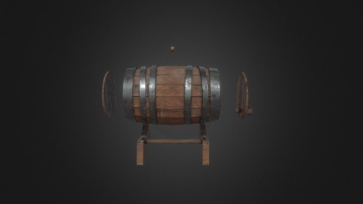 Pirate Wooden Barrel 3D Model