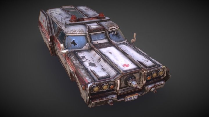 Rusty Old Ambulance 3D Model