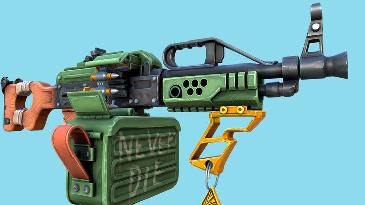 Toon  PKP machine gun (gameready) 3D Model