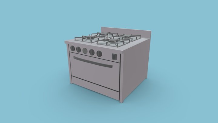 Low poly commercial stove 3D Model
