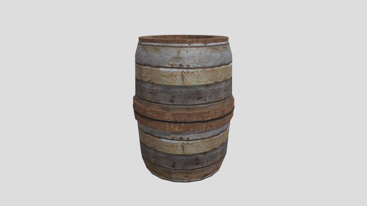 Low-Poly Wooden Barrel 3D Model