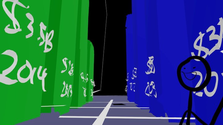 Bar Chart Netflix And Hulu Bottom Perspective 3D Model