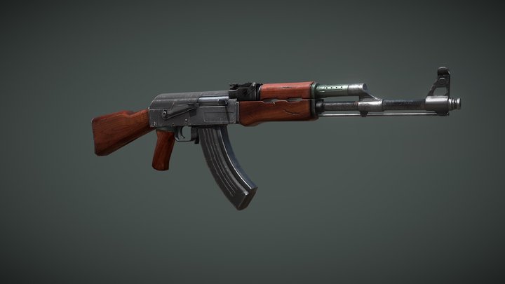 Ak-47-akm-weaponlowpoly-low-poly-blender 3D models - Sketchfab