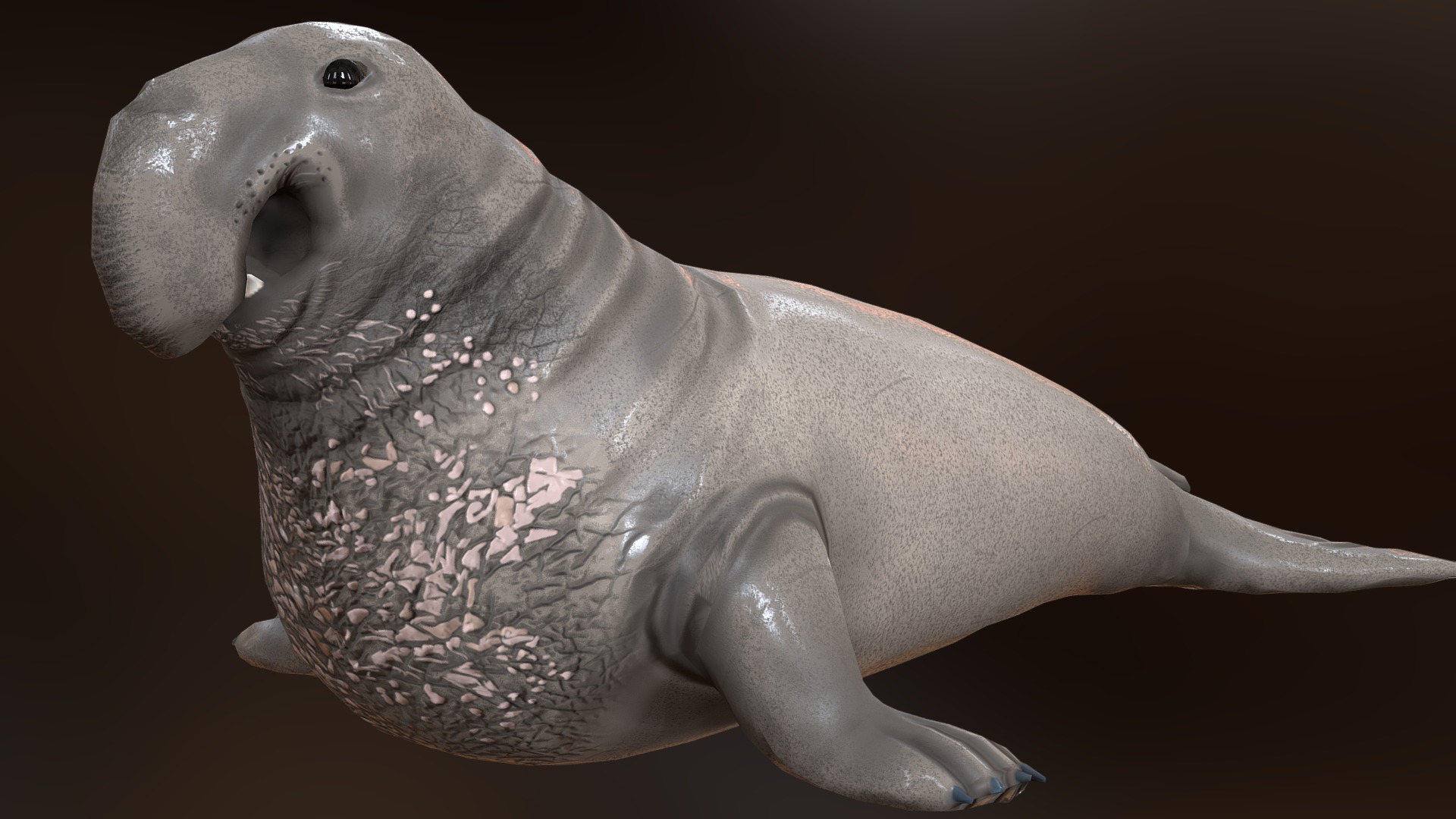 3D model Elephant Seal low poly PBR not rigged - This is a 3D model of the Elephant Seal low poly PBR not rigged. The 3D model is about a close-up of a sea animal.