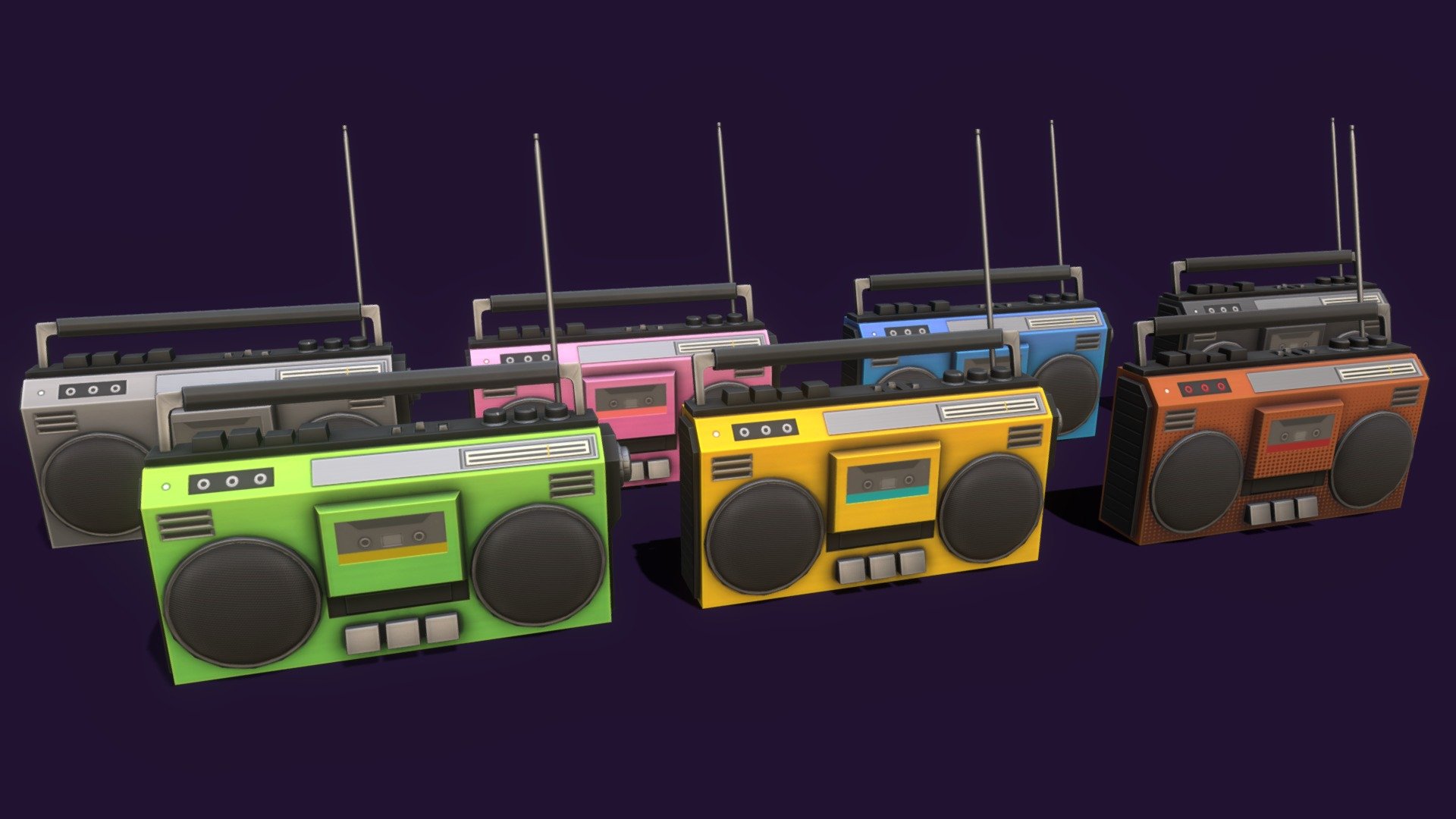 Radio Set Low Poly Stylized Low Poly 3d Model Buy Royalty Free 3d Model By Polysassetstore 8054