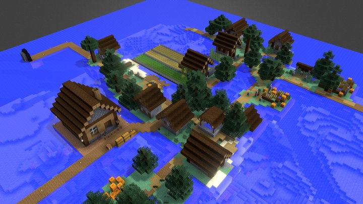 Minecraft Water Taiga Village 3D Model