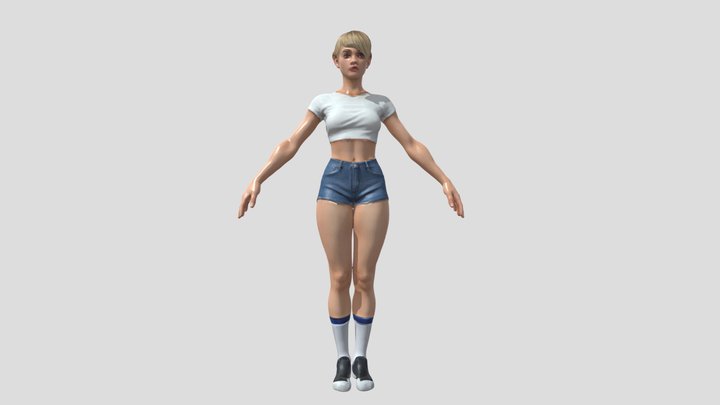 Hot Blonde Anime Girl Fashon model Stylized 3D 3D Model