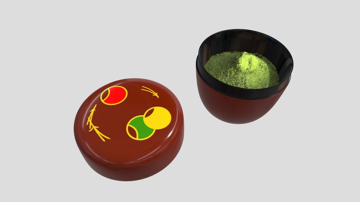 Natsume with Matcha (棗:壺々と松葉柄) 3D Model