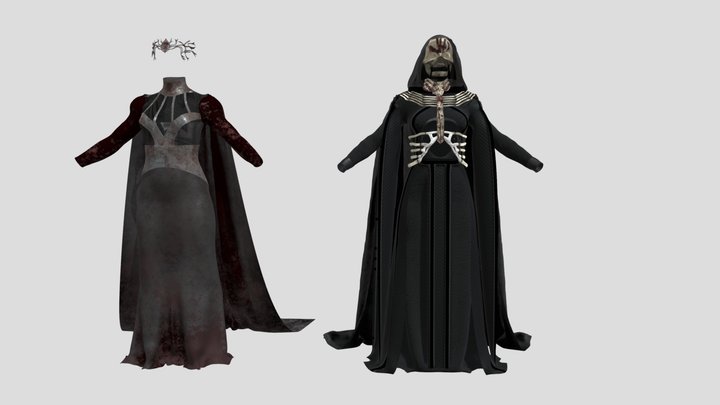 Dark Witch Dresses 3D Model