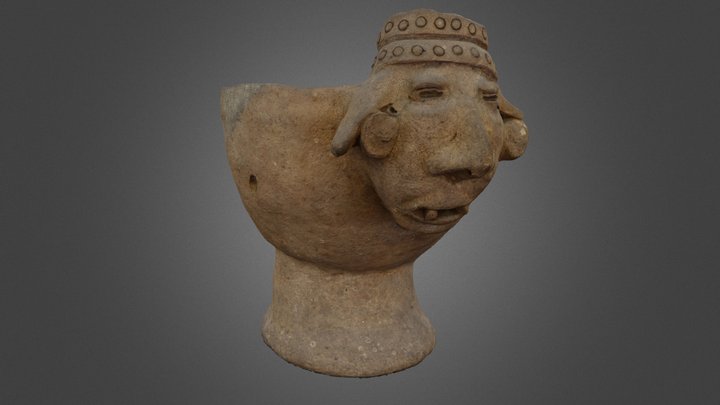 Mayan Incense Vessel with Female Deity 3D Model