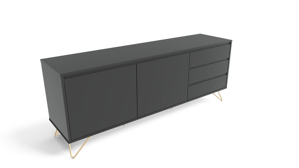 Elona Sideboard, Charcoal And Brass