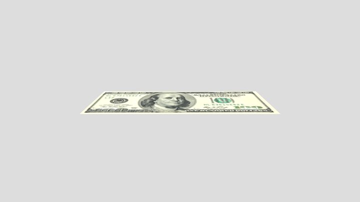 Single hundred dollar bill 3D Model