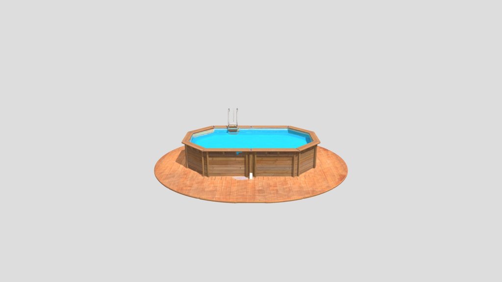 Octagonal Wooden Pool in a Lush Backyard