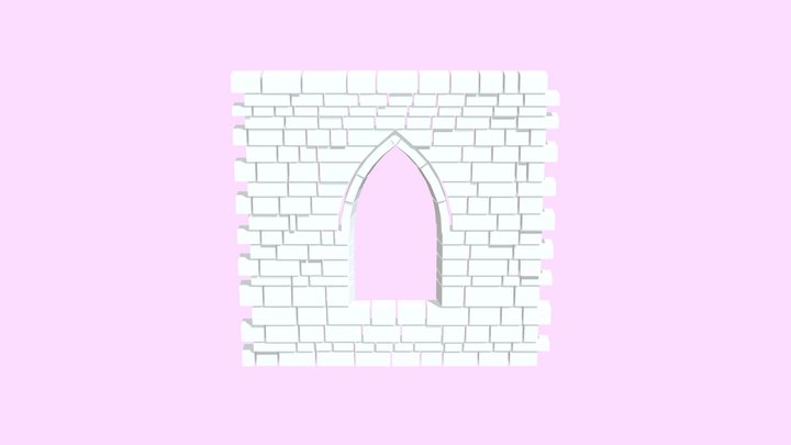 Medieval Wall with Window 3D Model
