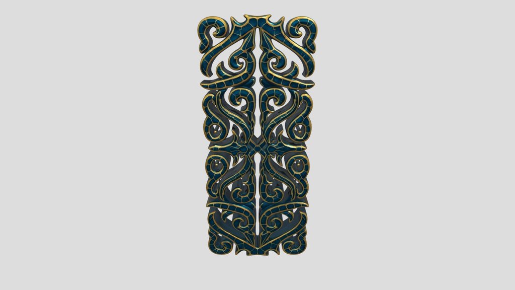 Turquoise Scrollwork Panel