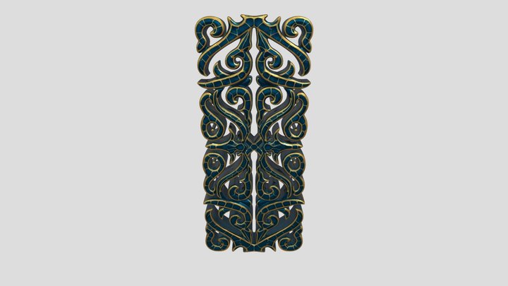 Turquoise Scrollwork Panel – Modello 3D gratuito STL