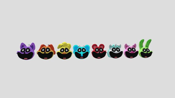Smilling Critters Heads 3D Model