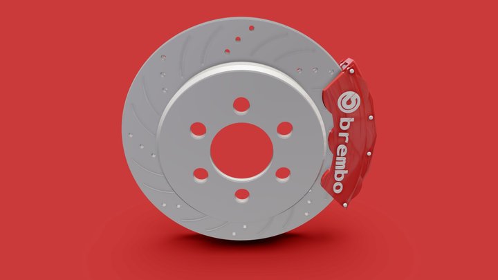 6- Lug Brake Rotor and Brembo brake calipers – Gratis 3D-model STL