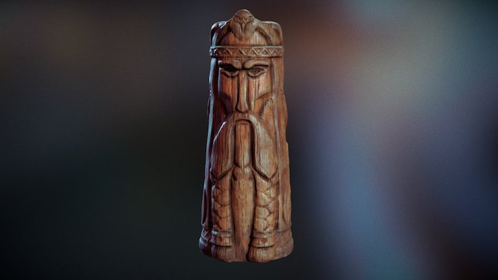 Wooden Totem of a pagan god Perun 3D Model