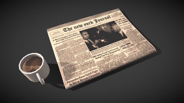 Coffee Mug and Newspaper 3D Model