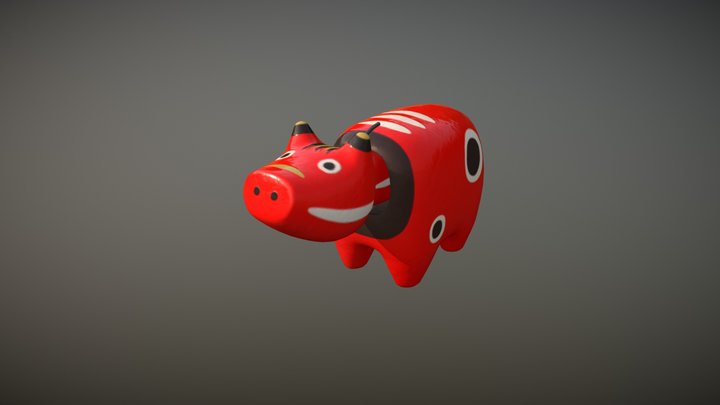 Akabeko (Red cow) 3D Model