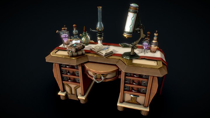 Stylized Alchemist Desk 3D Model