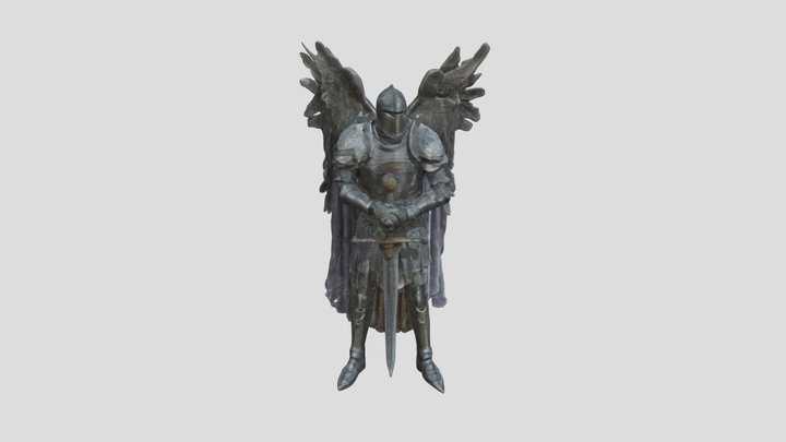 Knight with wings wearing cloak 3D Model