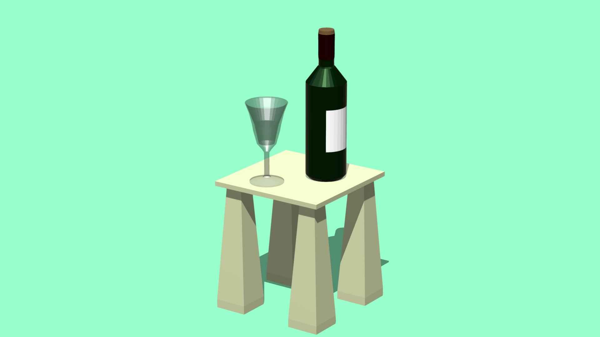 Table and Wine - Lowpoly
