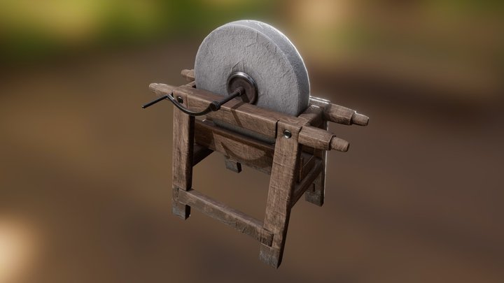 Medieval Grindstone 3D Model