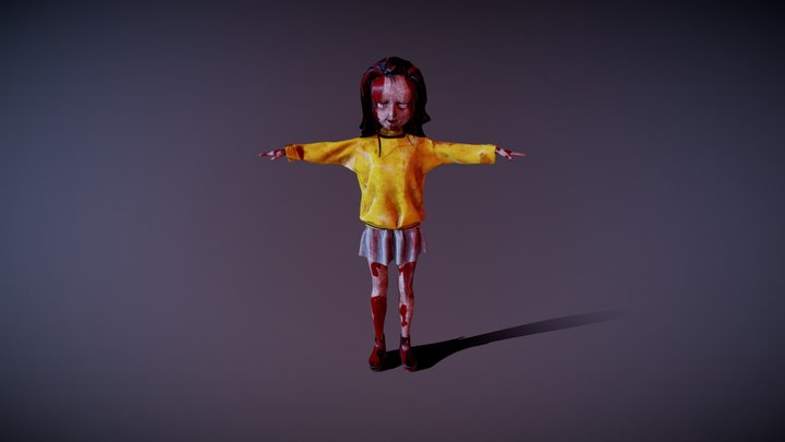 Cartoon Zombie Girl 02 3D Model